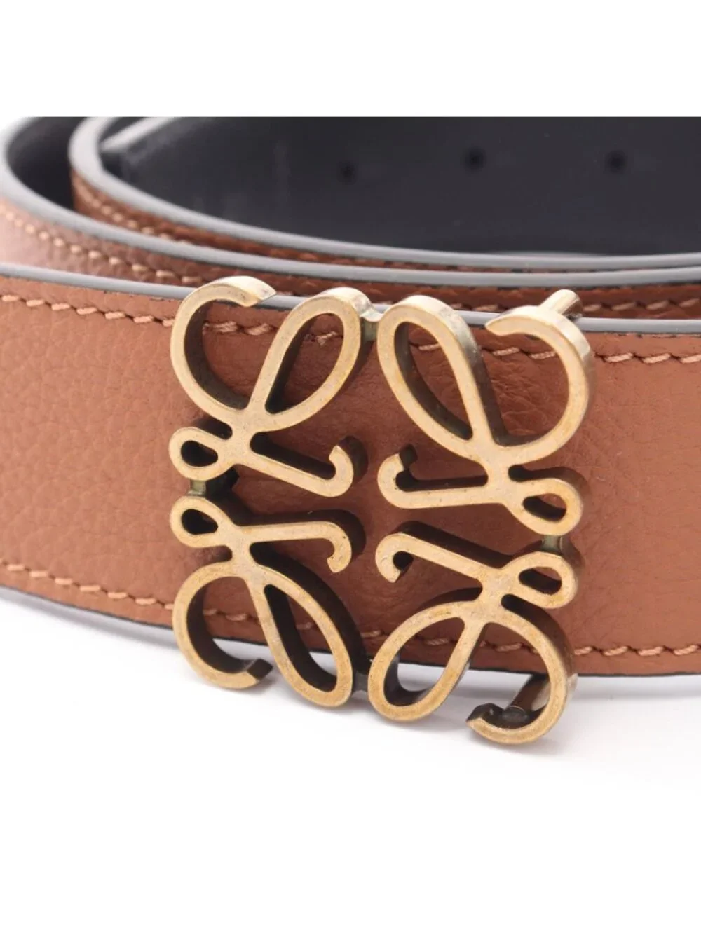 Loewe Belt Anagram Antique Gold Reversible Leather